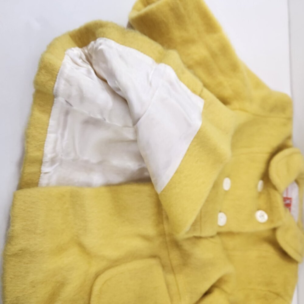 Vintage May May Baby Winter Coat Yellow Wool 18 Months - Picture 5 of 10